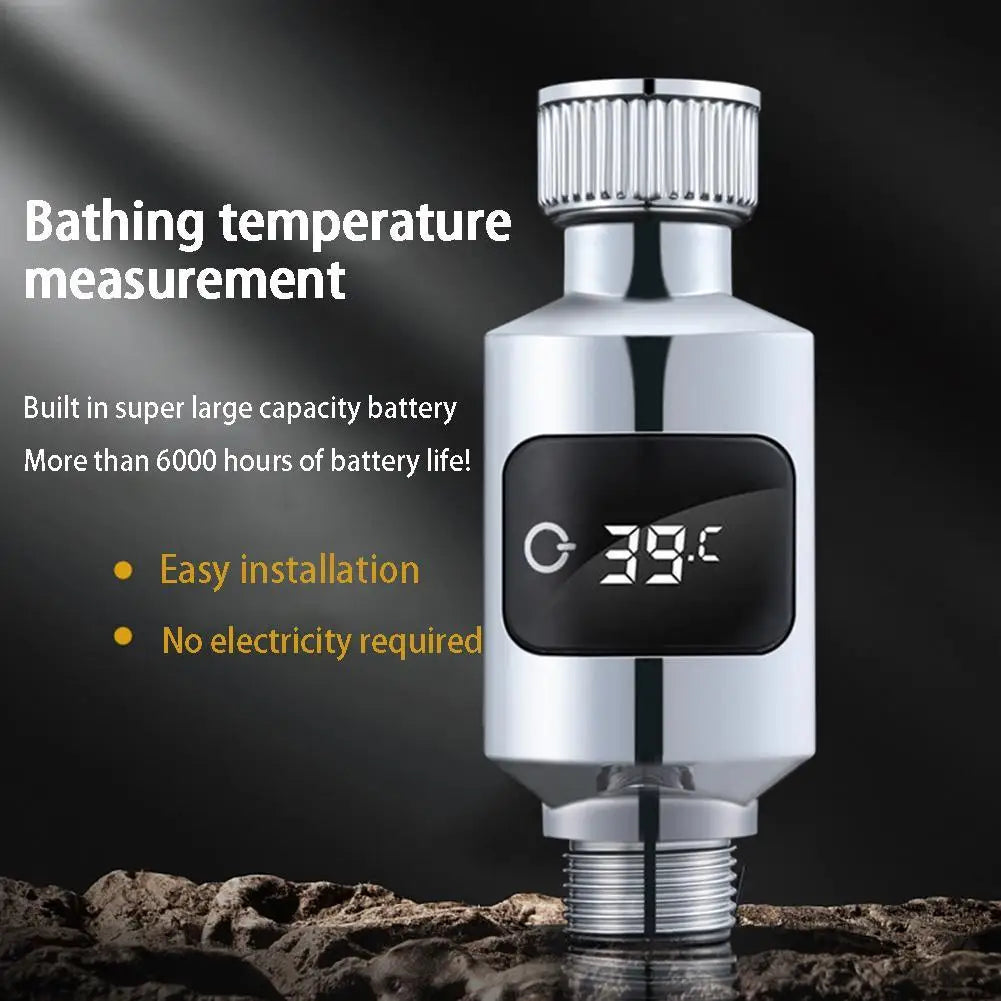 LED Digital Shower Pyrometer Temperature Monitor Electricity LED Display 360° Rotating Screen For Home Kitchen Bathroom New