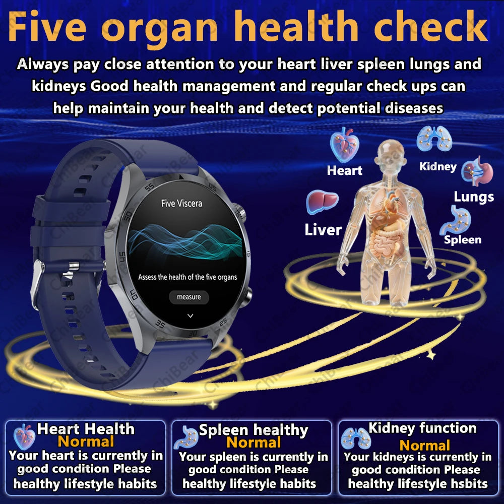 New CES Scientific Sleep Aid Smart Watch Men Pulse Therapy Health Monitoring Lipid Detection ECG+PPG Bluetooth Call Smartwatch