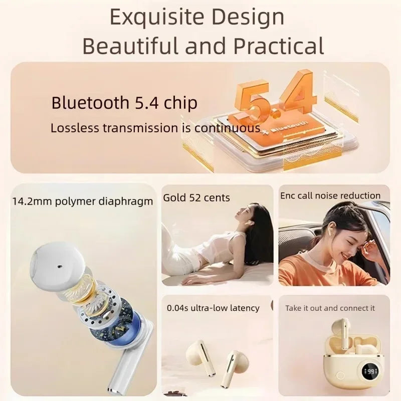 Newest Bluetooth Earphone Wireless Headphone ENC Noise Cancelling Earbuds TWS Pro5 HiFi Stereo Headset For Xiaomi Air iPad