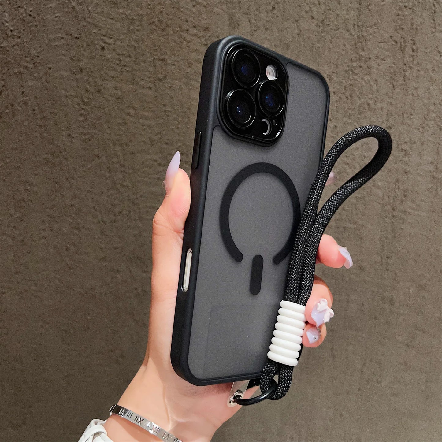 Clear Magsafe Shockproof Bumper Matte Case For iPhone 17 16 14 13 Mini 15 12 11 Pro Max Plus Lanyard Wrist Strap Magnetic Cover