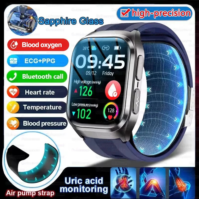New Ultra Air Bag Precise Measurement SmartWatch Blood Fat ECG Heart Rate Blood Pressure Broadcast NFC Health Smart Watches 2026