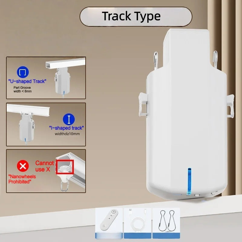 Curtain Control System Opener Smart Electric Curtain Robot Track Motor Remote Control Home Electric Drive Track Rod Automatic