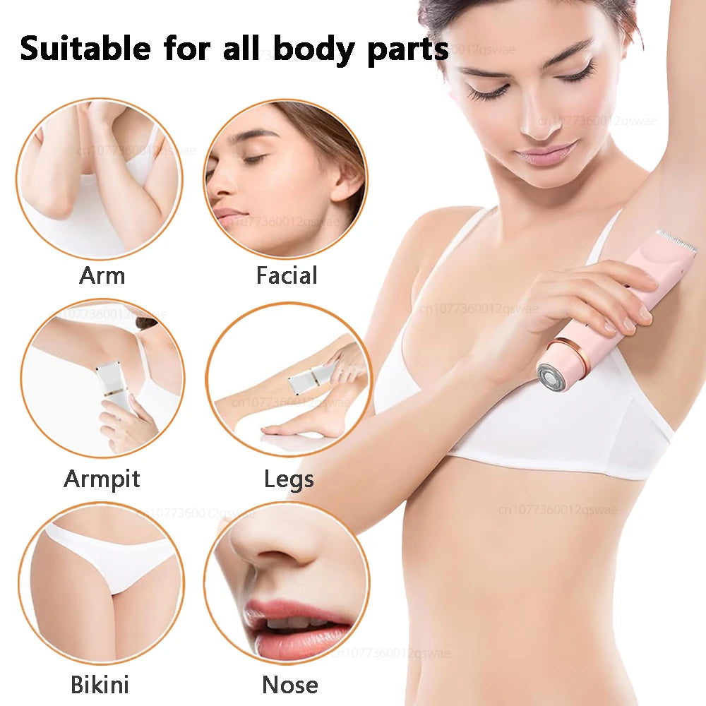 Electric Razors for Women 2 in 1 Electric Shaver for Pubic Hair Trimmer IPX7 Waterproof Wet&Dry Use Bikini Shaver for Body