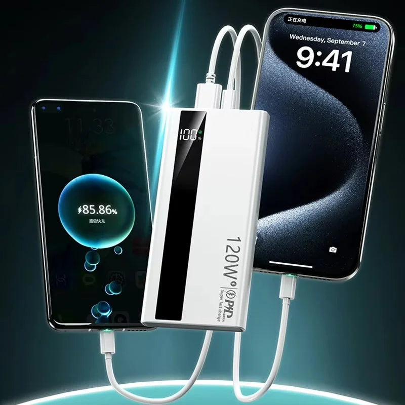 200000mAh Large Capacity PowerBank 120W Super Fast Charging Portable External Battery Powerbank For Iphone Samsung Xiaomi ﻿