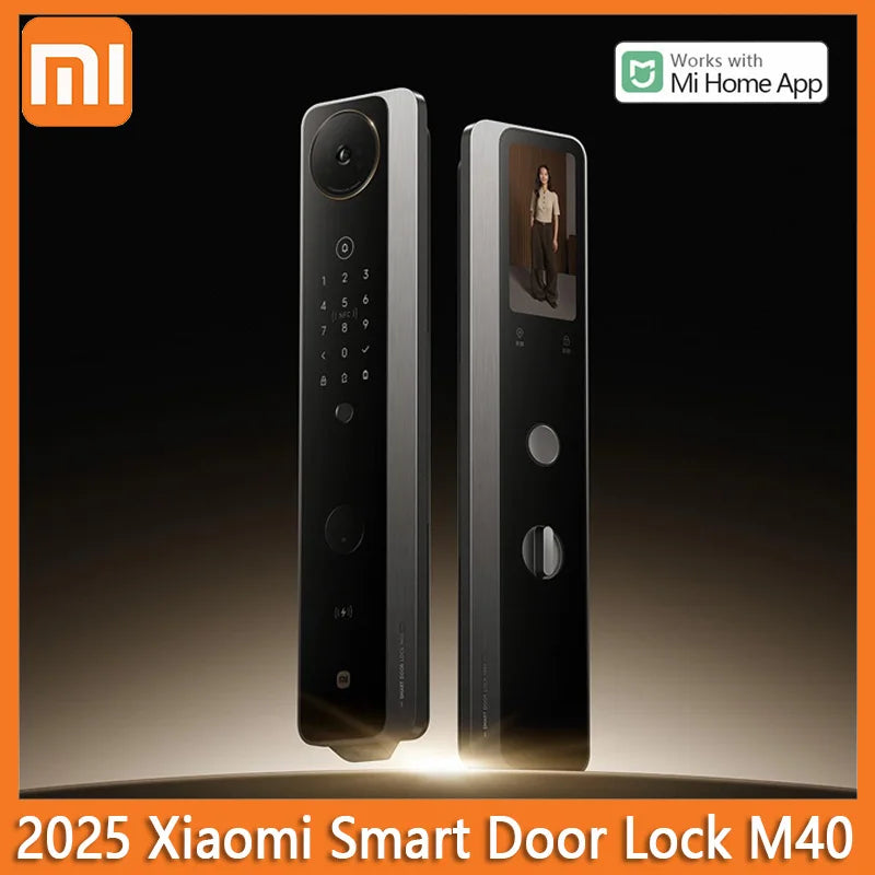 2025 Xiaomi Smart Door Lock M40 Face Recognition Fingerprint Remote Unlock AI Dual Lens with 5 inch Visual Screen Mi home APP